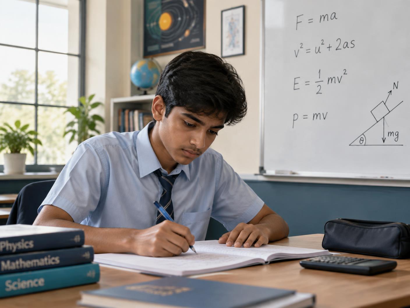 Student working through a physics problem in a ConciPle classroom